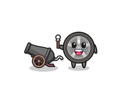 cute car wheel shoot using cannon vector