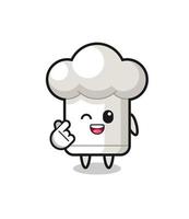 chef hat character doing Korean finger heart vector