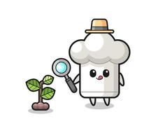 cute chef hat herbalist researching a plants vector