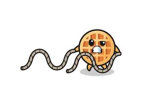 illustration of circle waffle doing battle rope workout vector