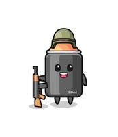 cute spray paint mascot as a soldier vector