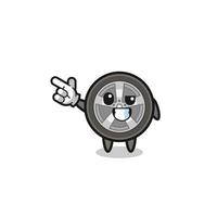 car wheel mascot pointing top left vector