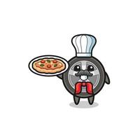 car wheel character as Italian chef mascot vector