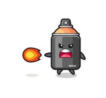 cute spray paint mascot is shooting fire power vector