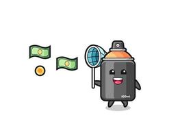 illustration of the spray paint catching flying money vector