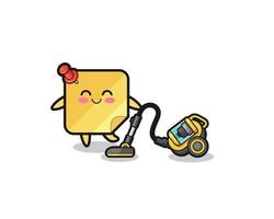 cute sticky notes holding vacuum cleaner illustration vector