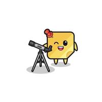 sticky notes astronomer mascot with a modern telescope vector