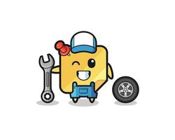 the sticky notes character as a mechanic mascot vector