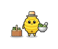 bee hive herbalist cute cartoon vector