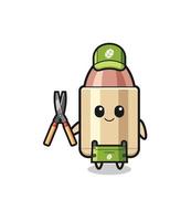 cute bullet as gardener mascot vector