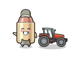 the bullet farmer mascot standing beside a tractor vector