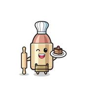 bullet as pastry chef mascot hold rolling pin vector