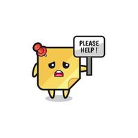 cute sticky notes hold the please help banner vector