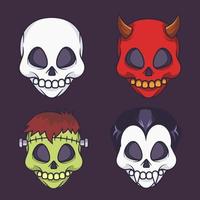 colección de máscaras de calavera de halloween. lindo cráneo máscara .vector ilustración vector