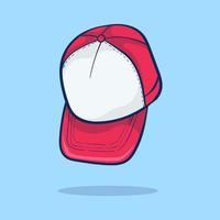 gorra de béisbol de color rojo y blanco dibujada a mano. vector de estilo plano