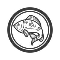 big bass outline black and white. fishing logo. vector Illustration