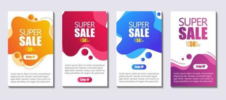 Modern Fluid For Super Sale Banners Design. Discount Banner Promotion Template. Abstract fluid background. vector