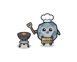 stone barbeque chef with a grill vector