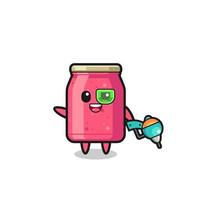 strawberry jam cartoon as future warrior mascot vector