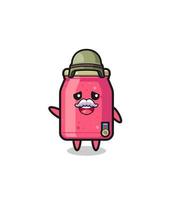 cute strawberry jam as veteran cartoon vector