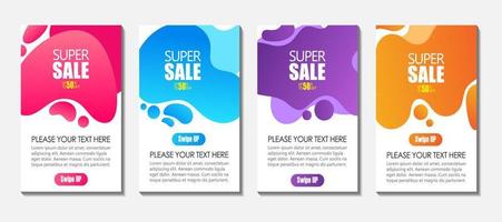 Modern Fluid For Super Sale Banners Design. Discount Banner Promotion Template. vector