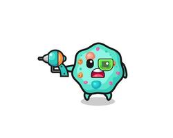 cute amoeba holding a future gun vector