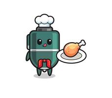 ballpoint pen fried chicken chef cartoon character vector