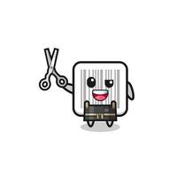 barcode character as barbershop mascot vector