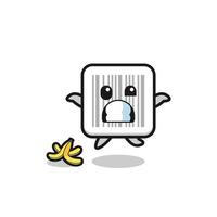 barcode cartoon is slip on a banana peel vector