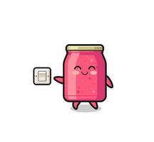 cartoon strawberry jam is turning off light vector