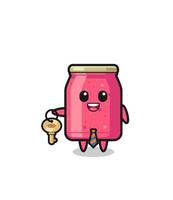 cute strawberry jam as a real estate agent mascot vector