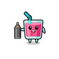 the cute strawberry juice as a graffiti bomber vector