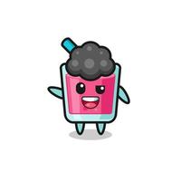 personaje de jugo de fresa como el chico afro vector