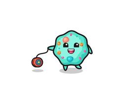 cartoon of cute amoeba playing a yoyo vector