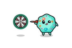 cute amoeba is playing dart vector