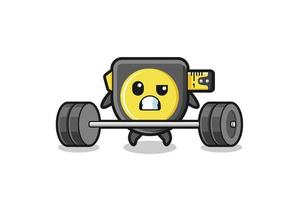 cartoon of tape measure lifting a barbell vector