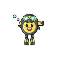 the tape measure diver cartoon character vector