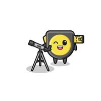 tape measure astronomer mascot with a modern telescope vector