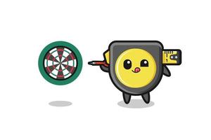 cute tape measure is playing dart vector