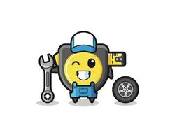 the tape measure character as a mechanic mascot vector