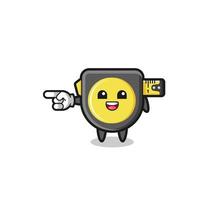 tape measure cartoon with pointing left gesture vector