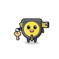 cute tape measure as a real estate agent mascot vector