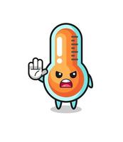 thermometer character doing stop gesture vector