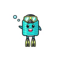 the yarn spool diver cartoon character vector