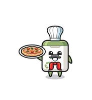 personaje de bote de basura como mascota del chef italiano vector