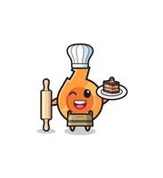 whistle as pastry chef mascot hold rolling pin vector