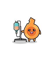 cute whistle character standing with infusion pole vector