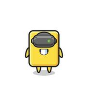 cute yellow card using VR headset vector