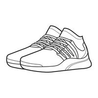 contorno de zapatillas dibujado a mano. vector de dibujo, zapatilla de deporte de línea negra. ilustración vectorial