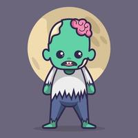 Cute zombie halloween character with isolated background. vector